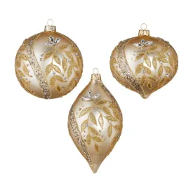 Gold Ribbon and Leaves Ornament