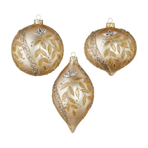 Gold Ribbon and Leaves Ornament