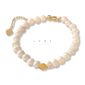 #GOLD2024 | 18K Golden Pearl Rose Charm Bracelet