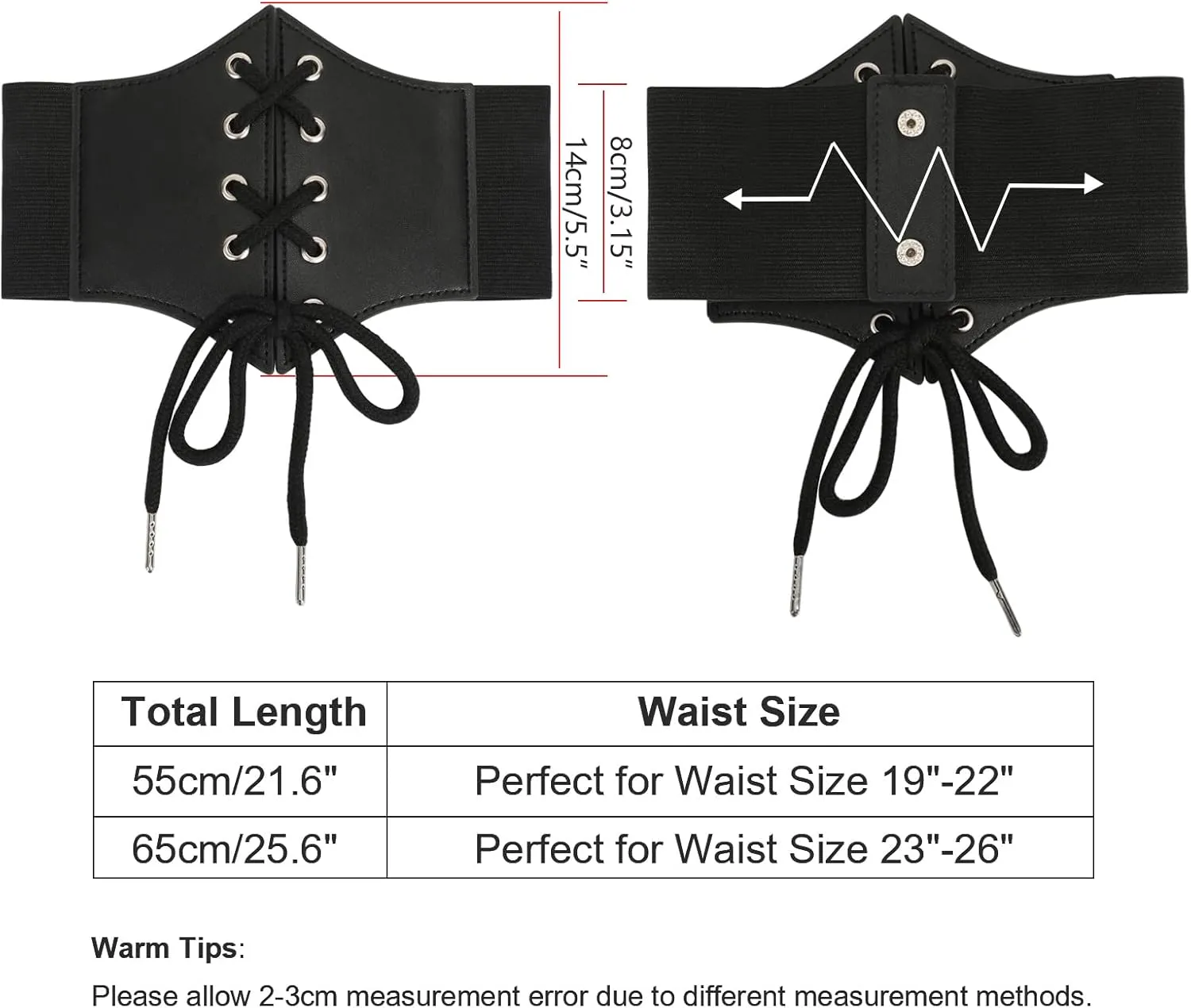 LEACOOLKEY Kids Waist Belt for Dress Elastic Lace-up Waist Belt for Girls