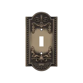 Meadows Switch Plate with Single Toggle in Antique Brass