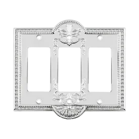 Meadows Switch Plate with Triple Rocker in Bright Chrome