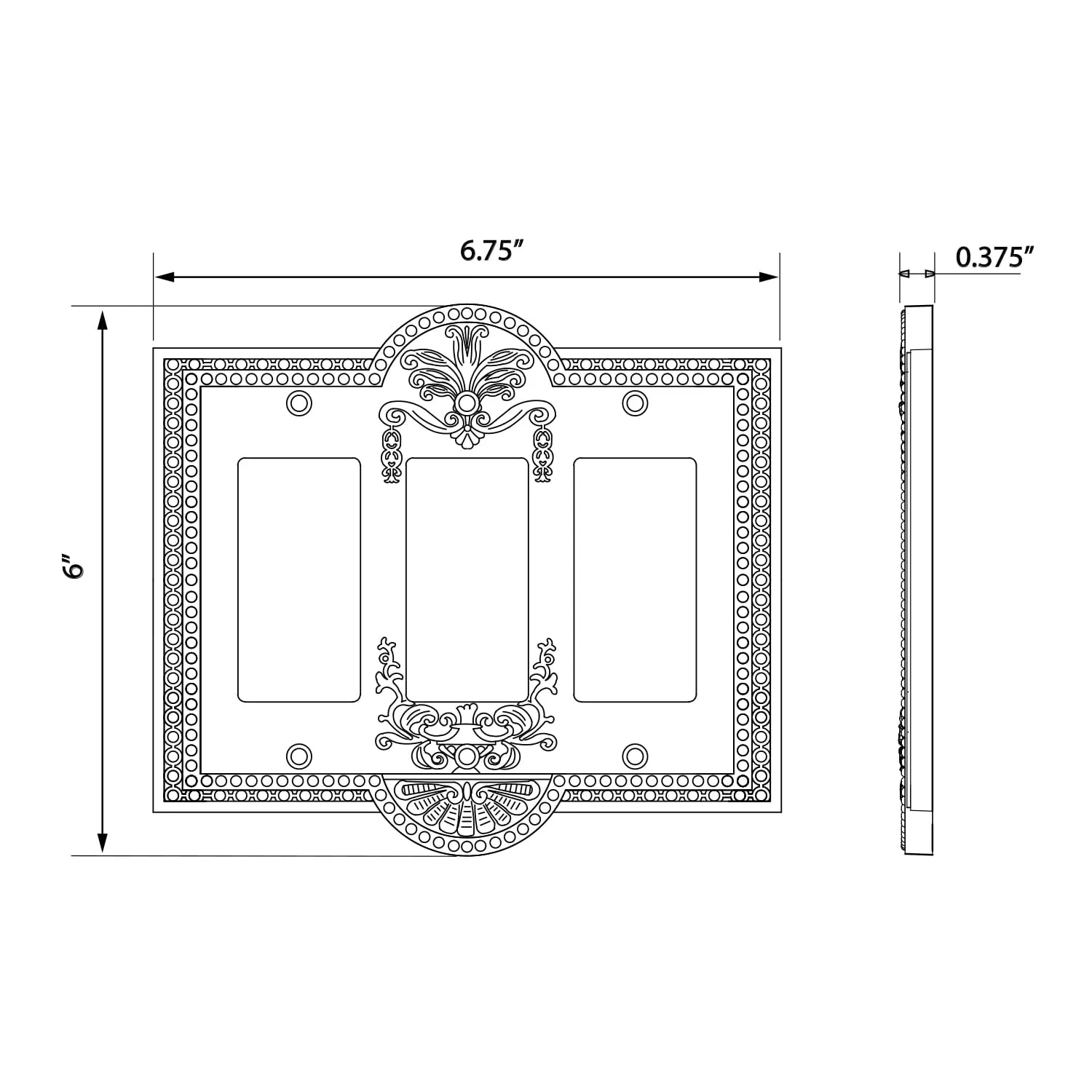 Meadows Switch Plate with Triple Rocker in Bright Chrome
