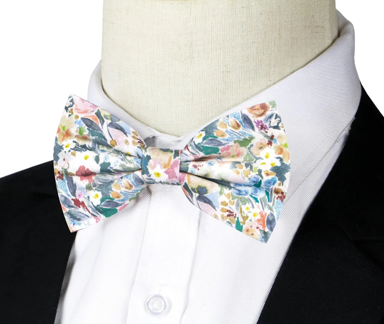 Mens Cotton Floral Pre-tied Bowtie Flower Pattern Bow Tie for Wedding Groomsmen Party