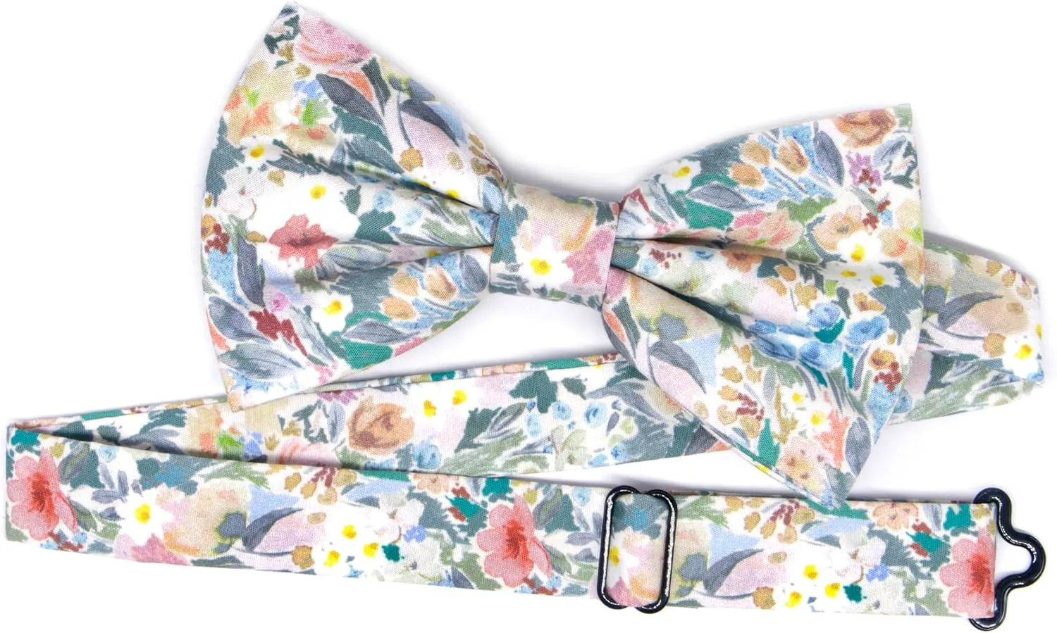 Mens Cotton Floral Pre-tied Bowtie Flower Pattern Bow Tie for Wedding Groomsmen Party