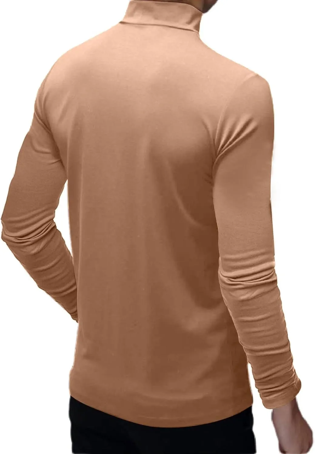 Men's Fashion Mock Turtleneck T-Shirts Long Sleeve Pullover Sweater Basic Designed Undershirt Slim Fit Top