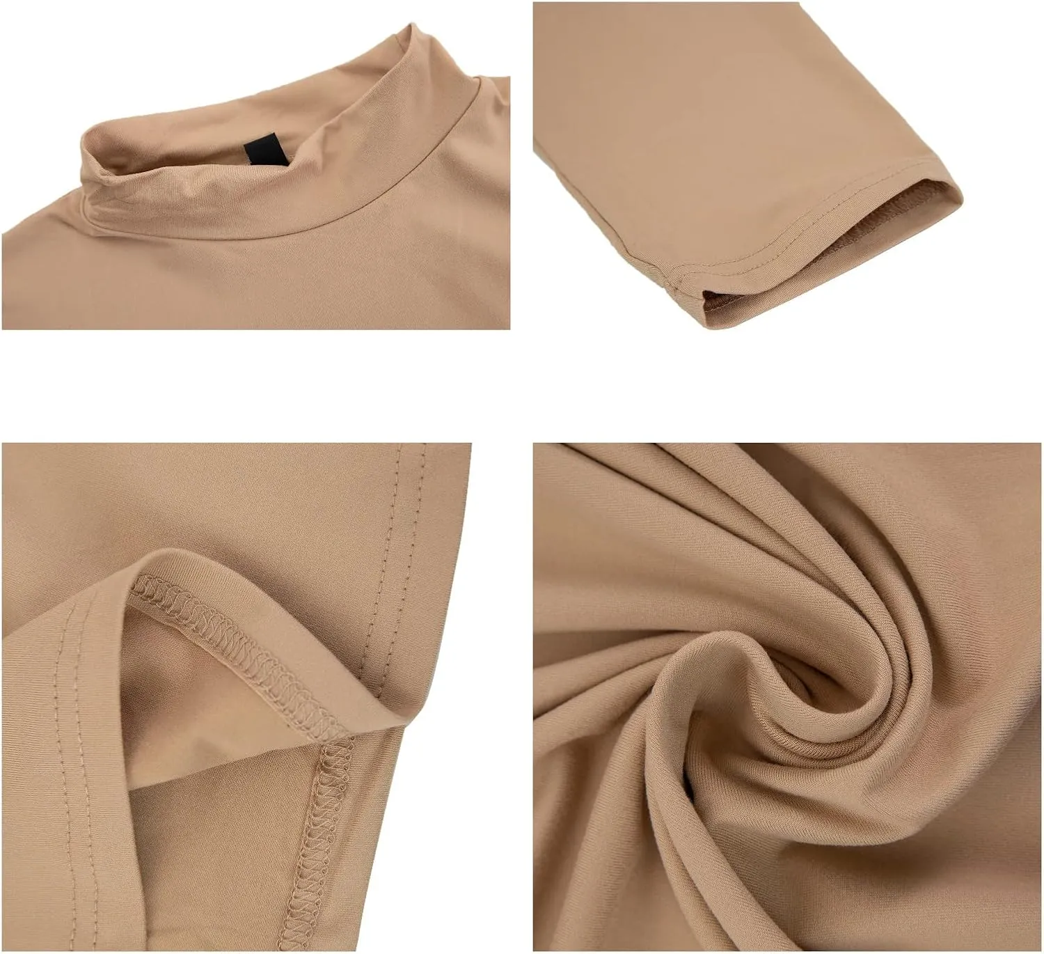 Men's Fashion Mock Turtleneck T-Shirts Long Sleeve Pullover Sweater Basic Designed Undershirt Slim Fit Top