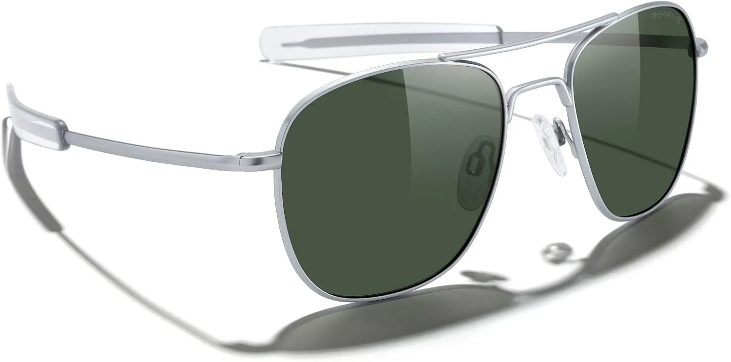 MERRY'S Classic Square Aviator Military Polarized Sunglasses for Men or Women S8636