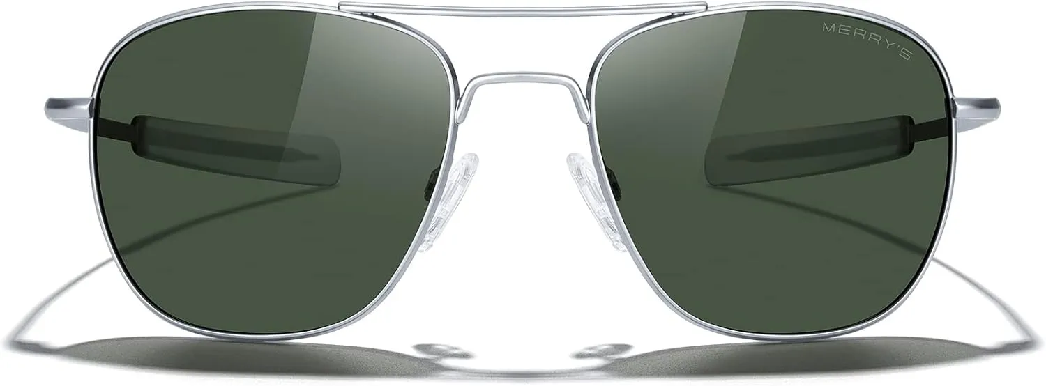 MERRY'S Classic Square Aviator Military Polarized Sunglasses for Men or Women S8636