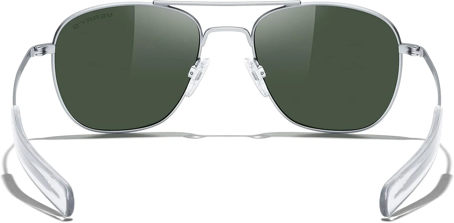 MERRY'S Classic Square Aviator Military Polarized Sunglasses for Men or Women S8636