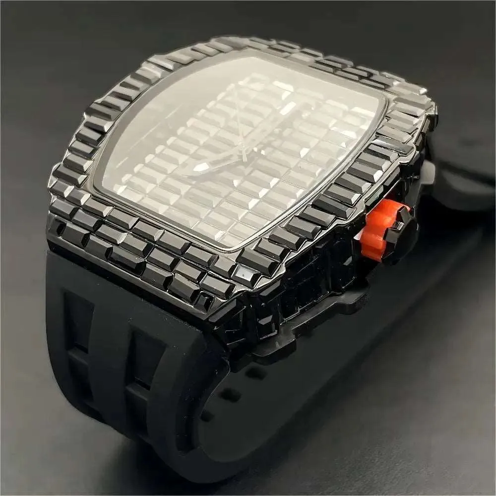 MISSFOX Tonneau Quartz Watch with Decorative Bezel