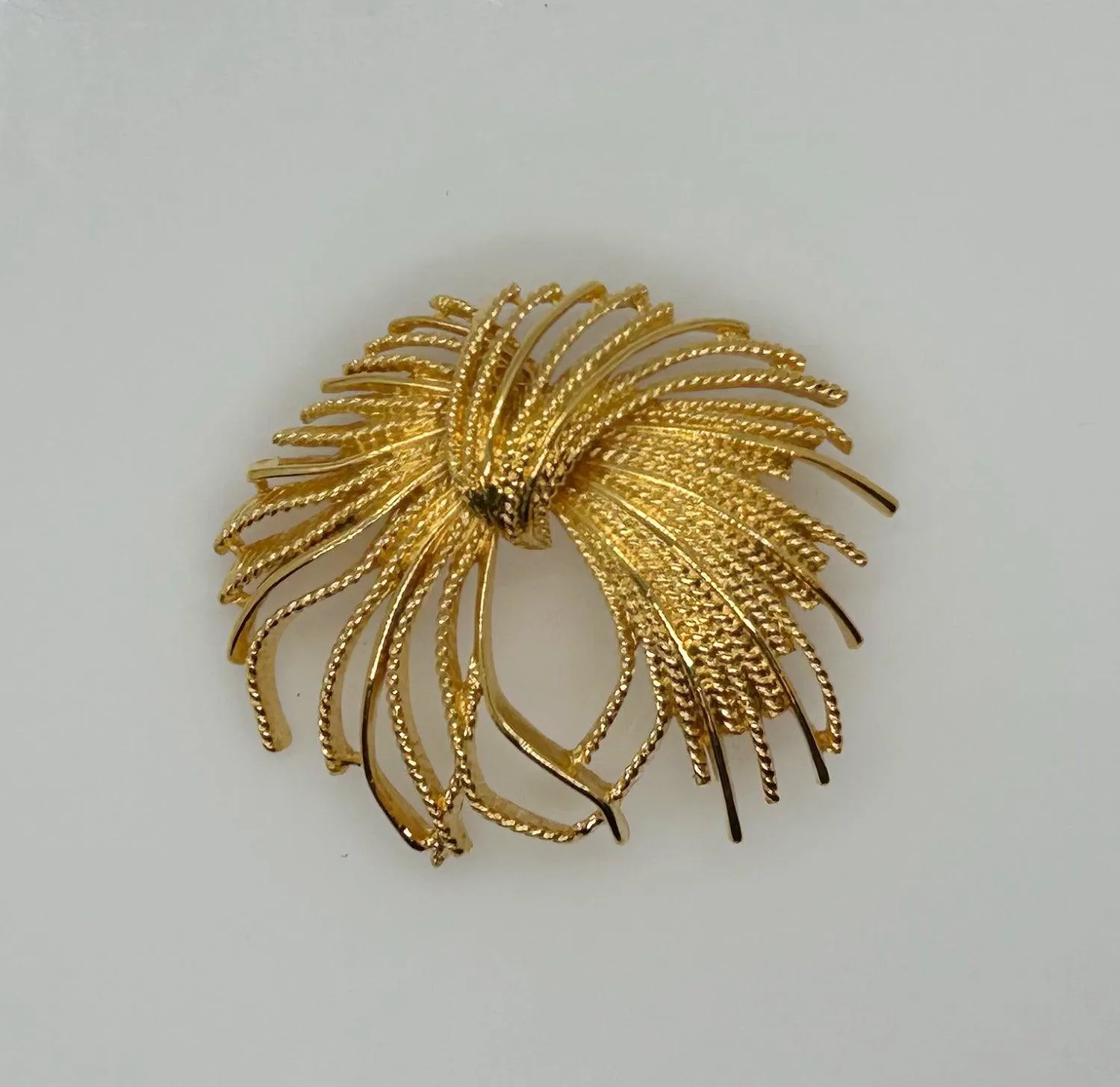 Monet  Vintage Gold Textured Tassel Pin