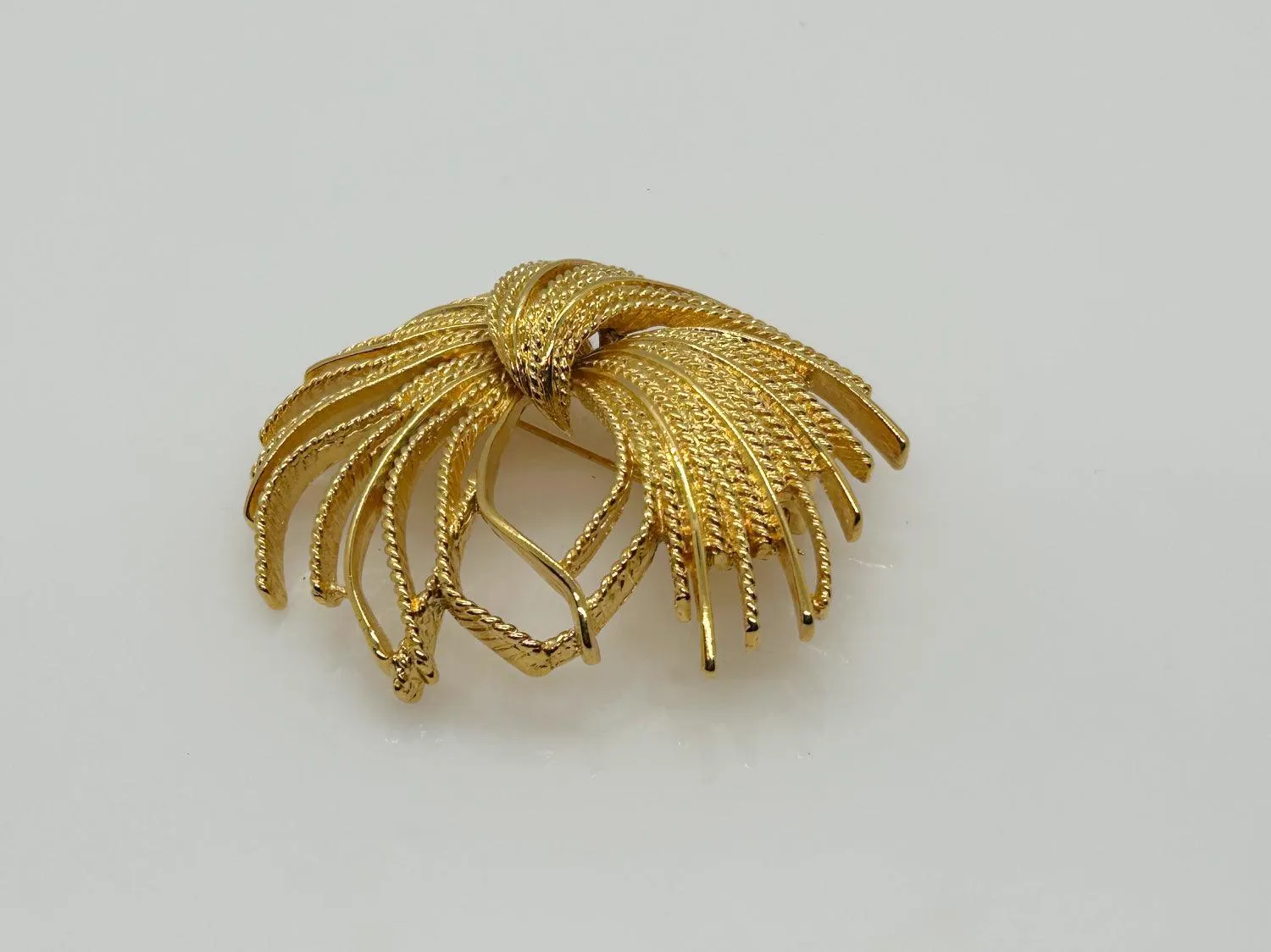 Monet  Vintage Gold Textured Tassel Pin