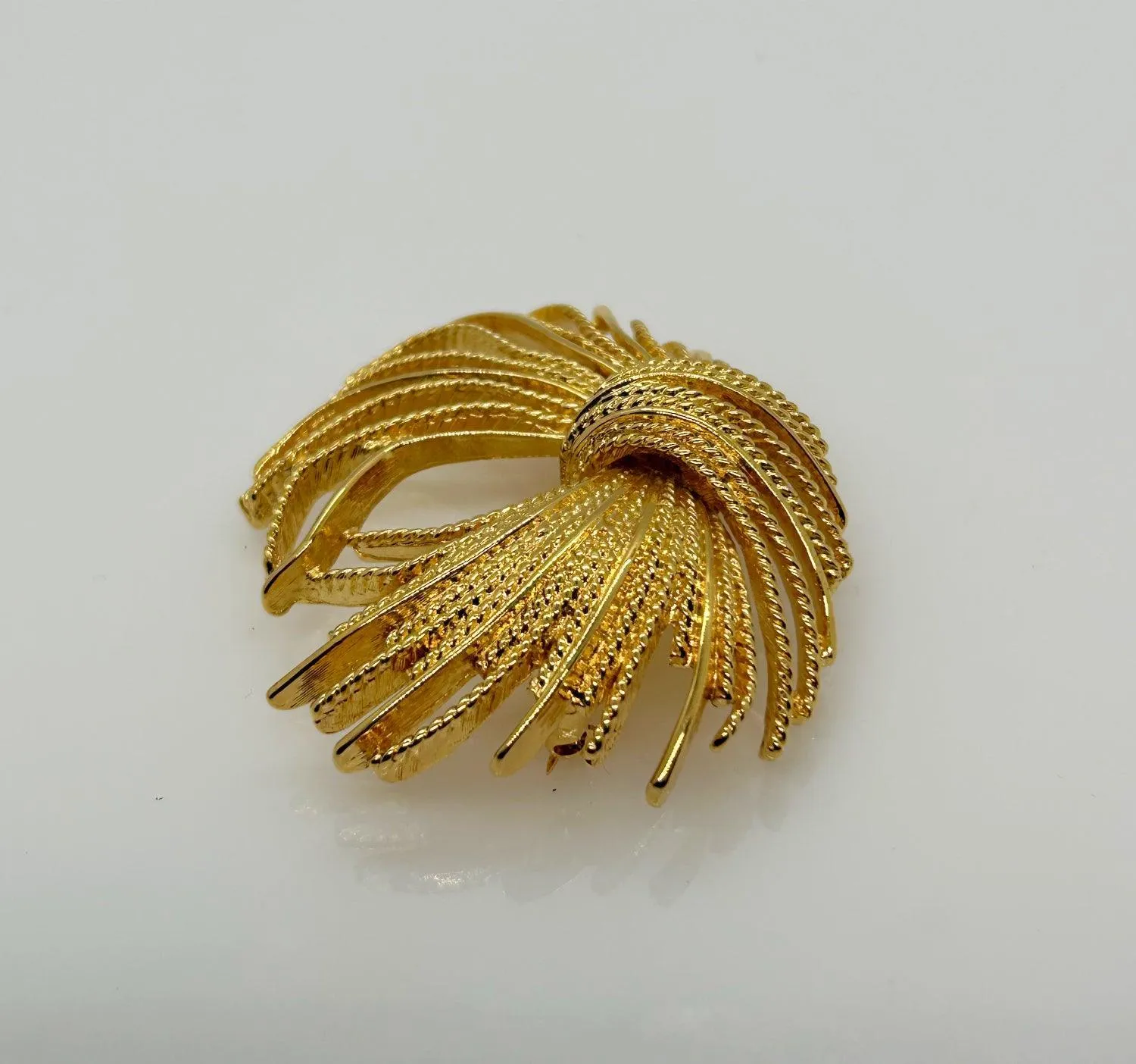 Monet  Vintage Gold Textured Tassel Pin