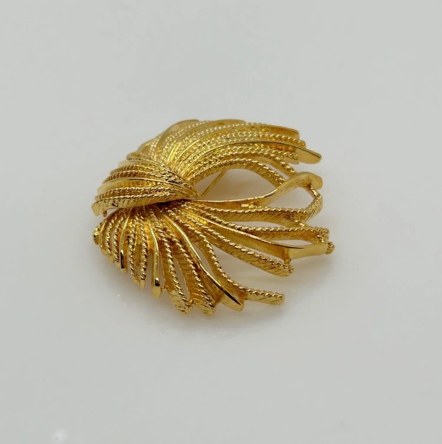 Monet  Vintage Gold Textured Tassel Pin