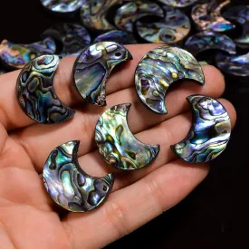 Natural Abalone Shell Moon Gemstone- Healing Crystals for DIY Jewelry Making -Loose Natural Cabochon -Perfect for Crafting Unique Jewelry Designs Gift for Her, Mother and Wife (5 pcs, 25-35 mm)