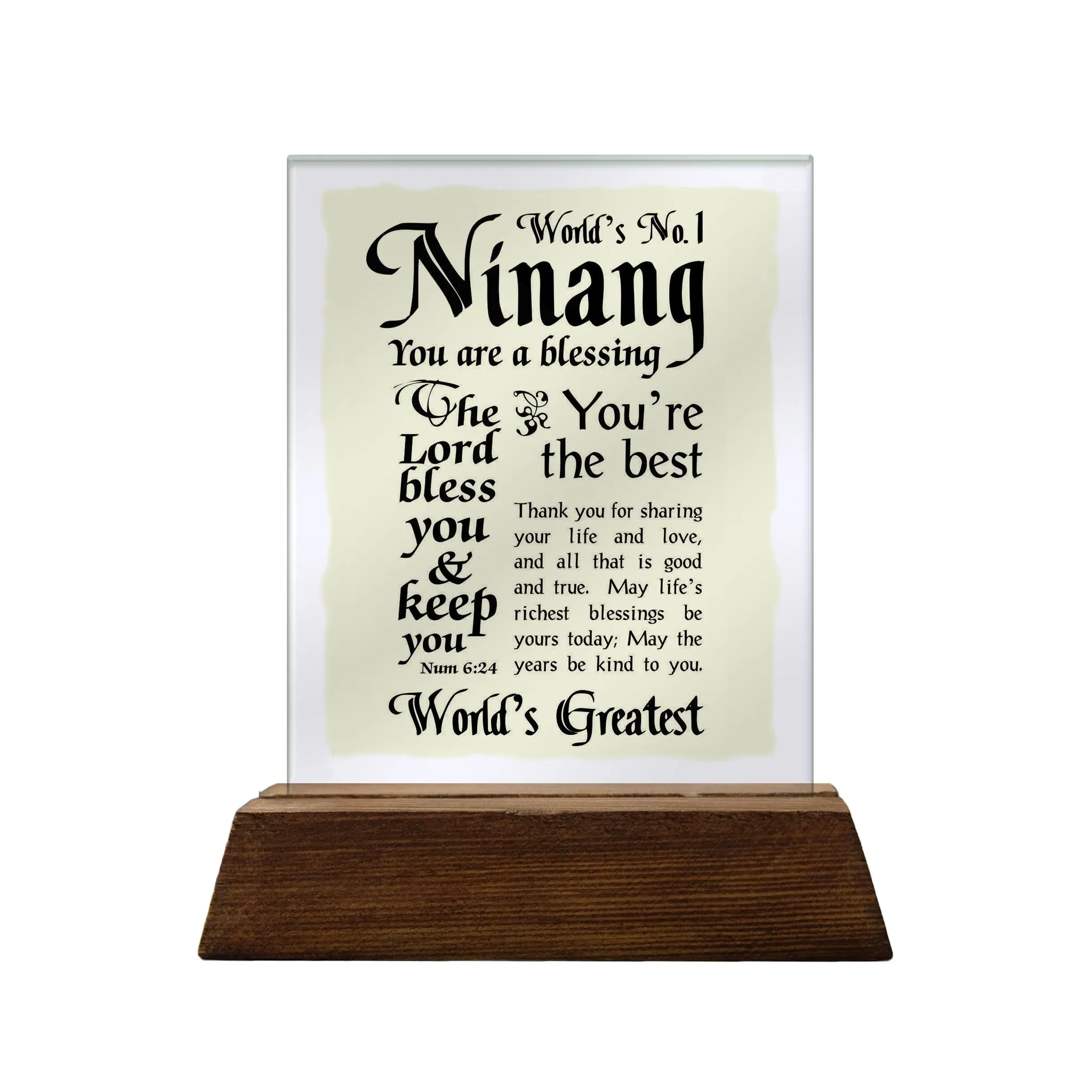 No.1 Glass Plaque For Godparents