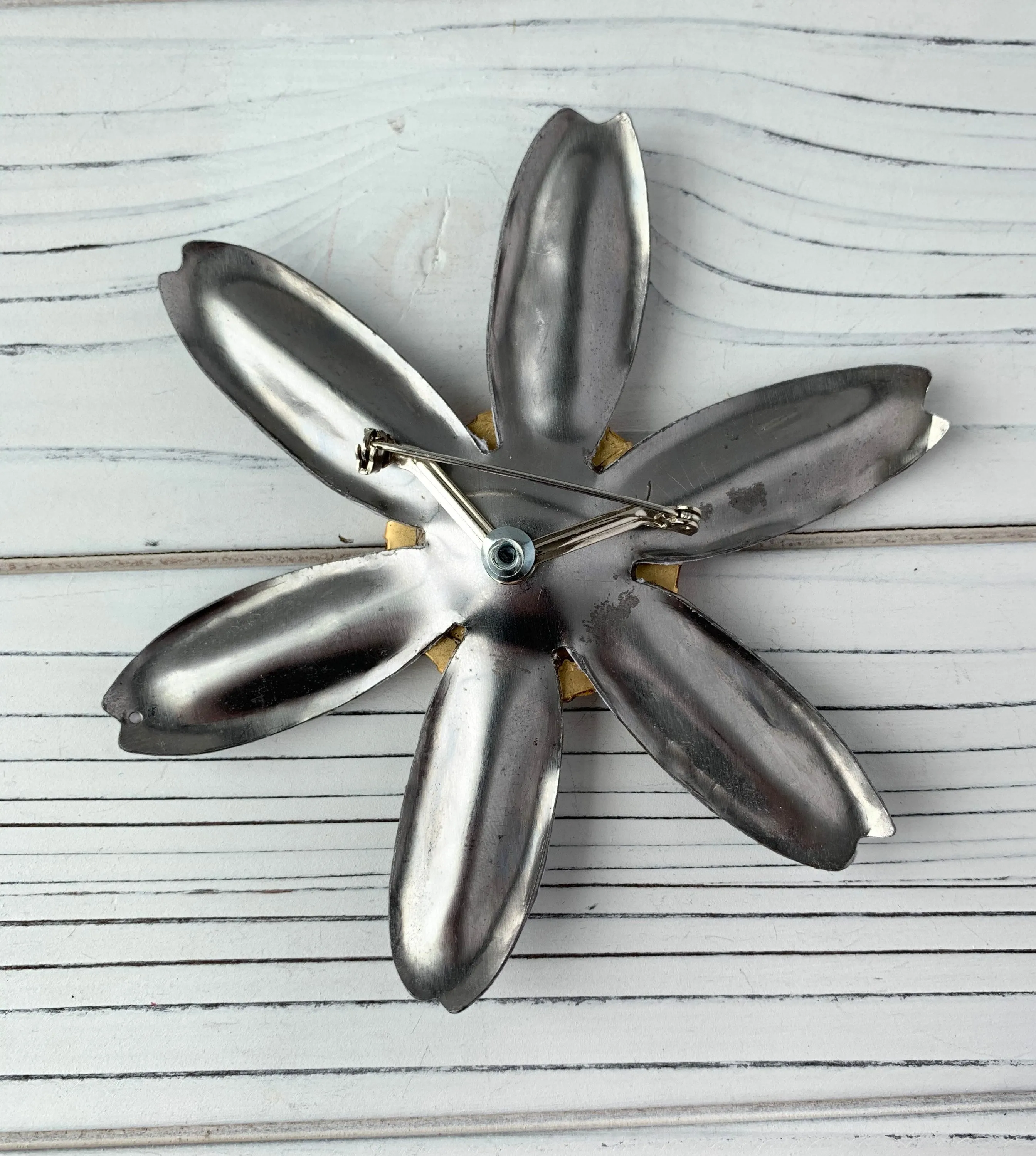 Oversize Decoupage Flower Pin