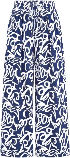 PRETTYGARDEN Womens Pants Elastic Waist Floral Lightweight Palazzo Pants for Women Casual Lounge Wide Leg Pants Woman