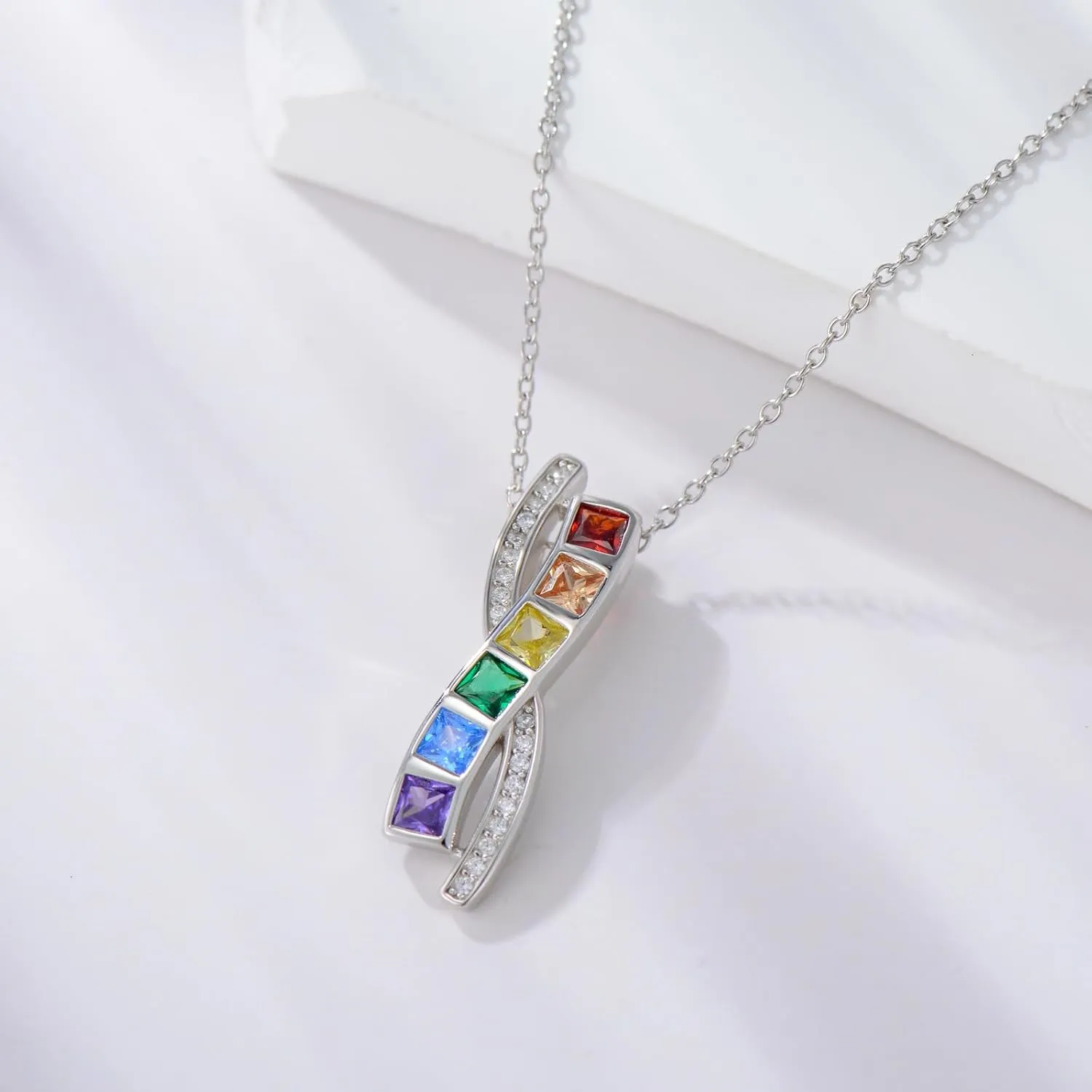 Pride Necklace Gifts for Women Men 925 Sterling Silver Rainbow Pride Pendant LGBT Gay Necklace Jewelry Gifts for Lesbian