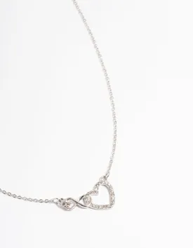 Rhodium Heart & Infinity Diamante Necklace