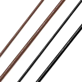Richsteel Black/Brown Braided Wax Rope Necklace for Men Women 2/3mm Wide Leather Necklace with Customizable Stainless Steel Clasp Waterproof (with Gift Box)