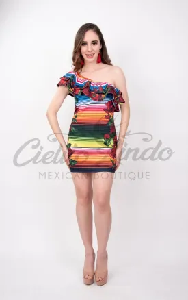 Serape & Red Roses Printed Dress
