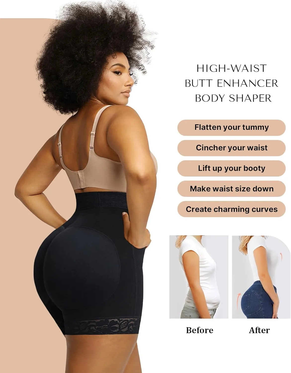 SHAPELLX Butt Lifter Shapewear Tummy Control Shorts For Women Waist Cincher With Hook Zipper Closure Body Shaper Wear