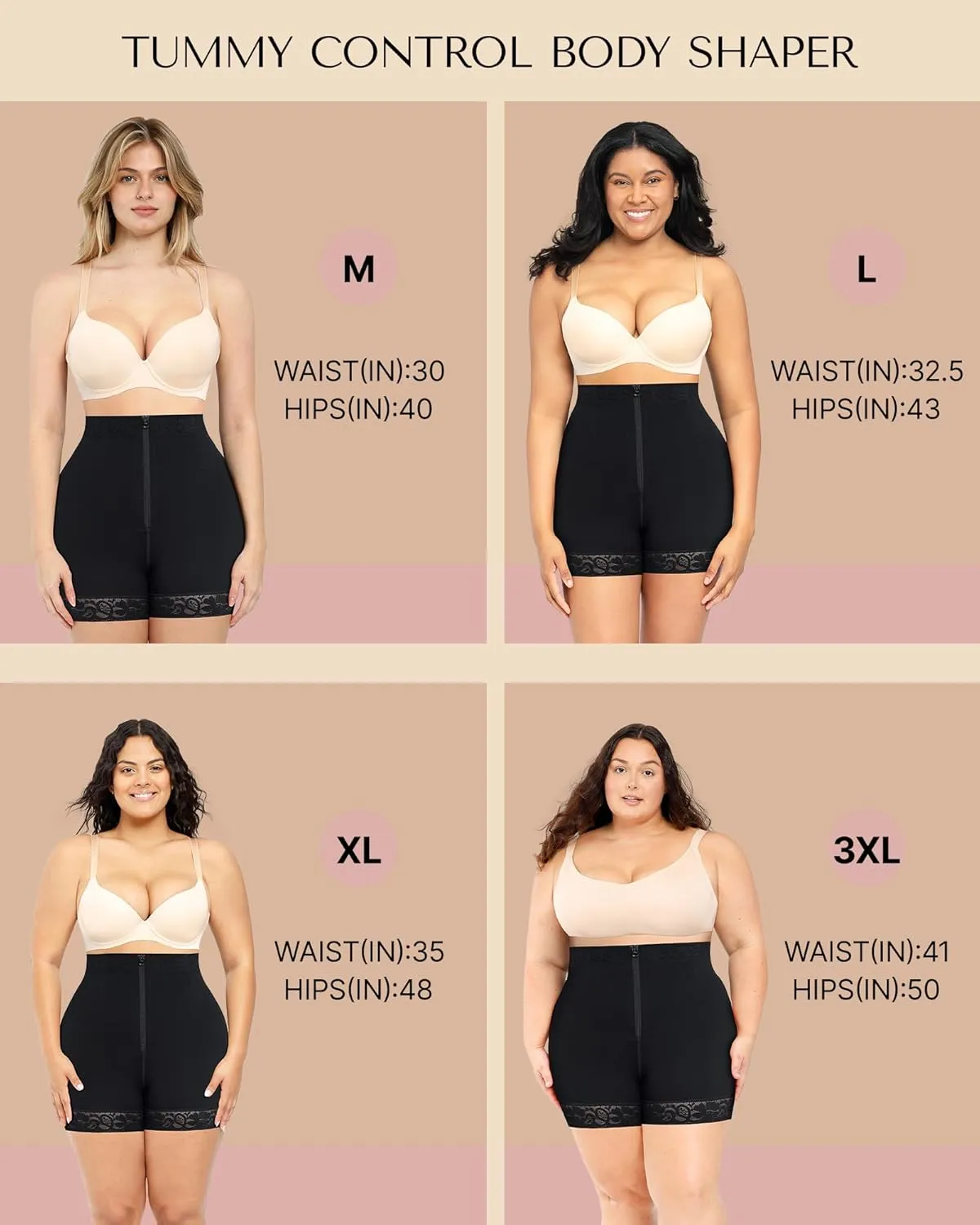 SHAPELLX Butt Lifter Shapewear Tummy Control Shorts For Women Waist Cincher With Hook Zipper Closure Body Shaper Wear