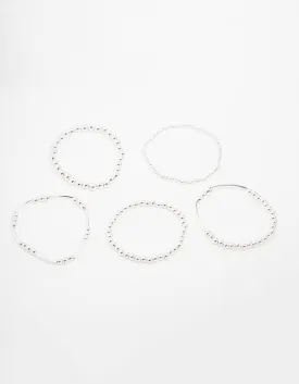 Silver Mixed Ball Bracelets 5-Pack