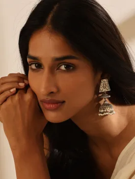 Silver-Plated Jaali Jhumka Earrings