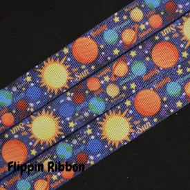 Solar System Ribbon - 7/8 inch Printed Grosgrain