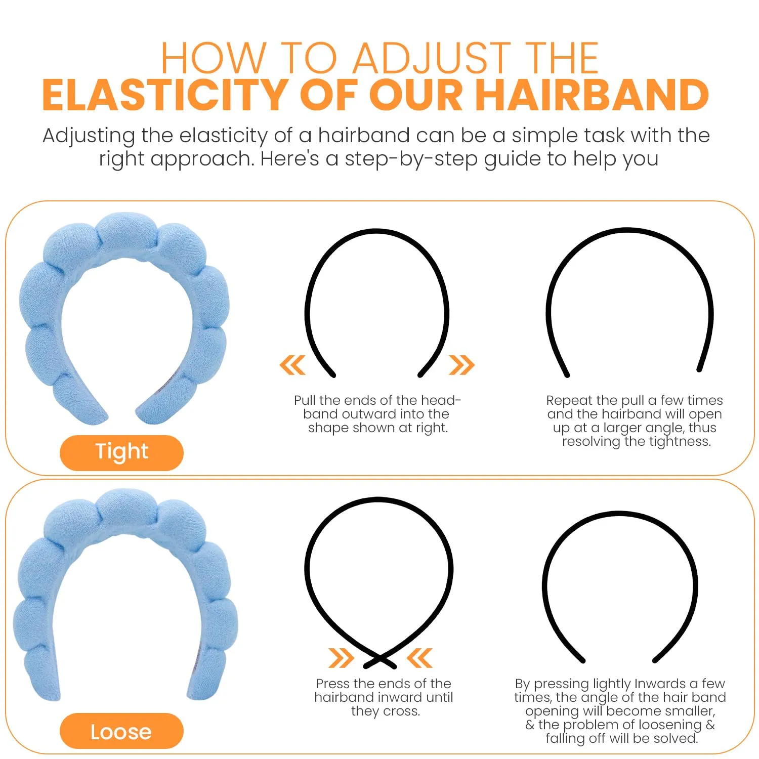 Spa Headband for Washing Face, Makeup, Facial and Skincare. Bubble Skin Care Head Band. Puffy Terry Cloth, Non Slip Get Ready Hairband for Women, Teens, Girls. Cute Hair Accessories.