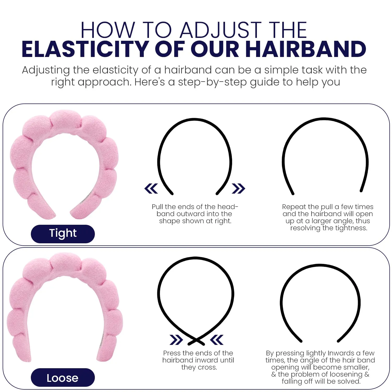 Spa Headbands for Washing Face, Makeup and Skincare. 3 Pc Set of Skin Care Head band with Wristbands. Puffy Terry Cloth, Non Slip Get Ready Hairband for Women, Teens, Girls. Cute Hair Accessories.