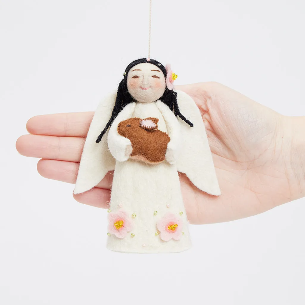 Spring Angel with Bunny - Black Hair