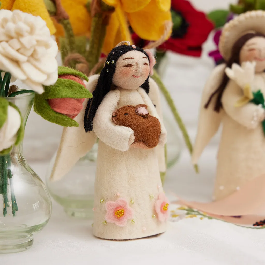 Spring Angel with Bunny - Black Hair