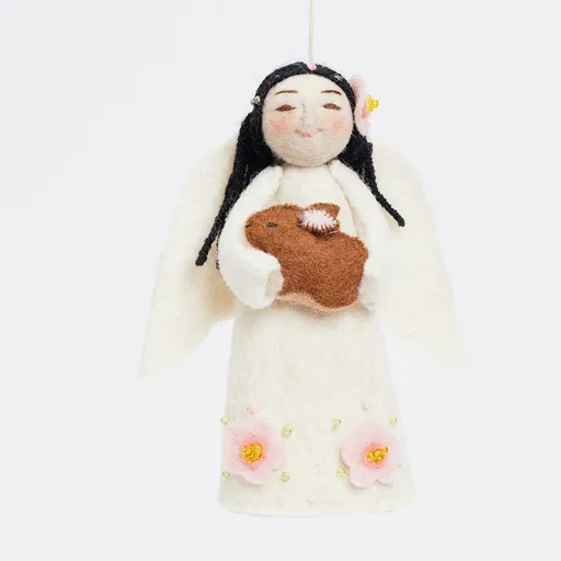 Spring Angel with Bunny - Black Hair