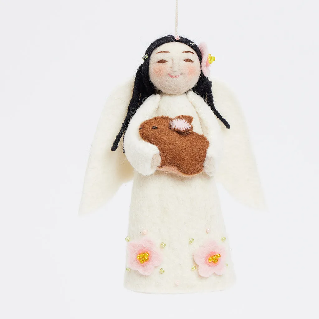 Spring Angel with Bunny - Black Hair