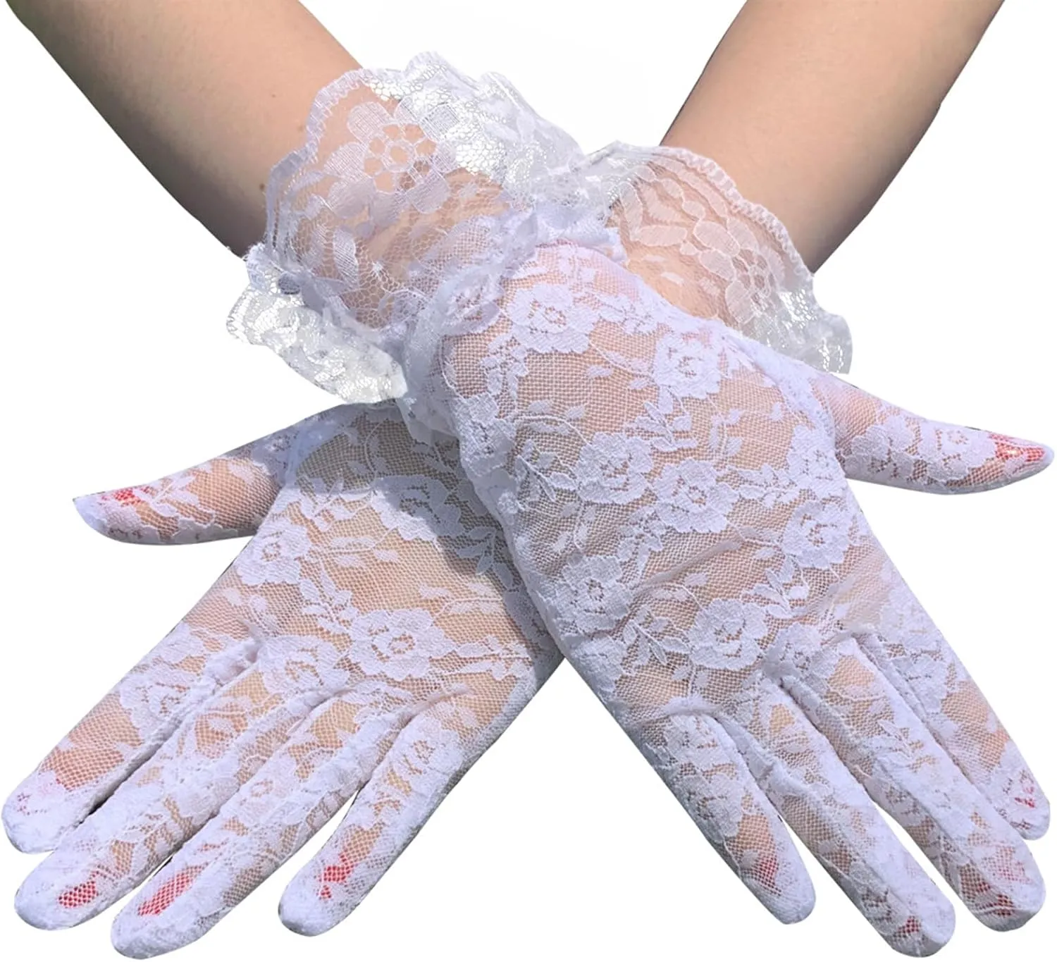 Tea Party Fascinator Hat for Women Tea Party Headwear Lace Gloves Pearl Jewelry Set Wedding Cocktail