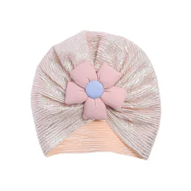 THE LITTLE LOOKERS Unisex Soft Turban Cap with Flower Bow, Beanie Cap for Newborn Baby/Infants, Baby Head-Wear | Suitable for 3 to 18 Months Baby