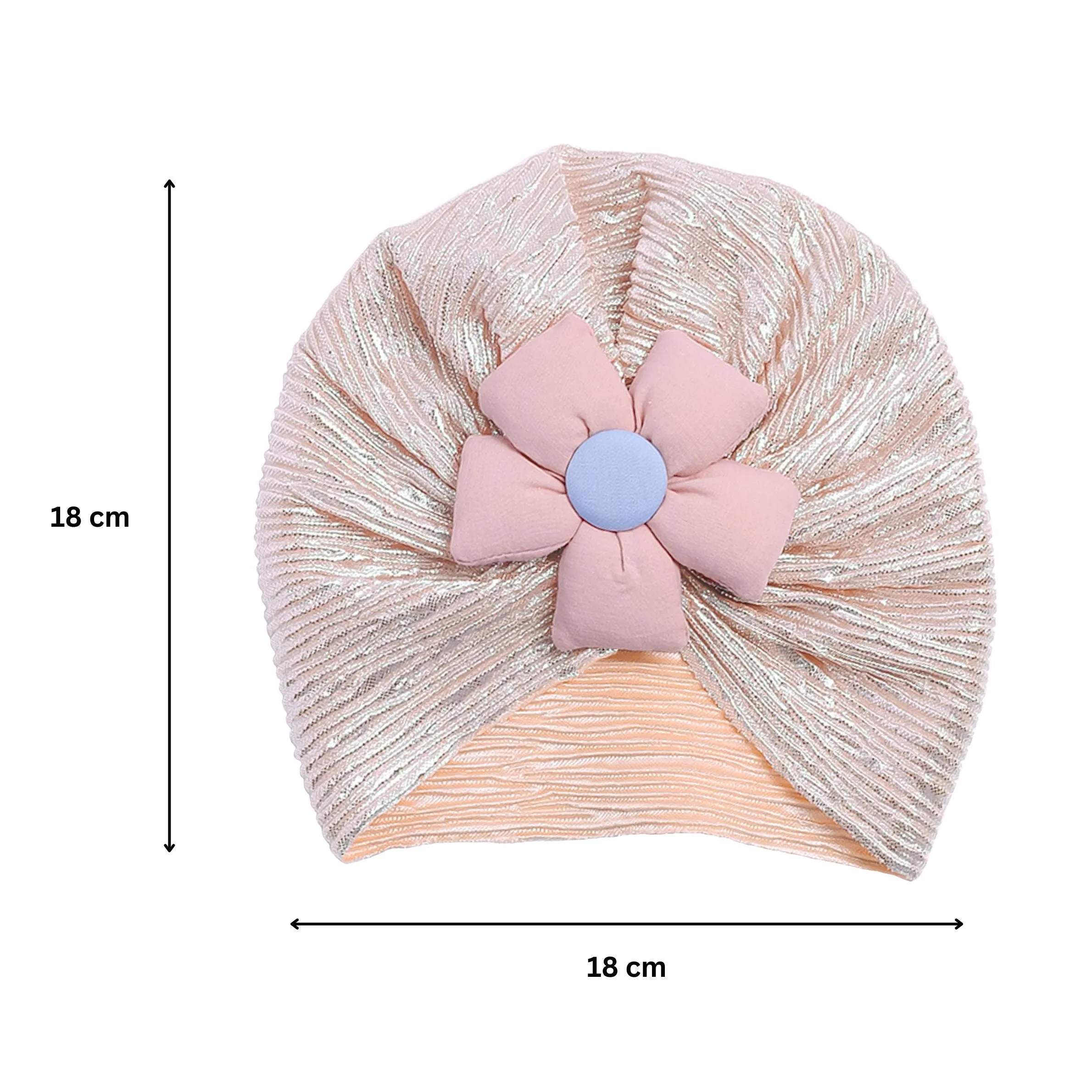 THE LITTLE LOOKERS Unisex Soft Turban Cap with Flower Bow, Beanie Cap for Newborn Baby/Infants, Baby Head-Wear | Suitable for 3 to 18 Months Baby