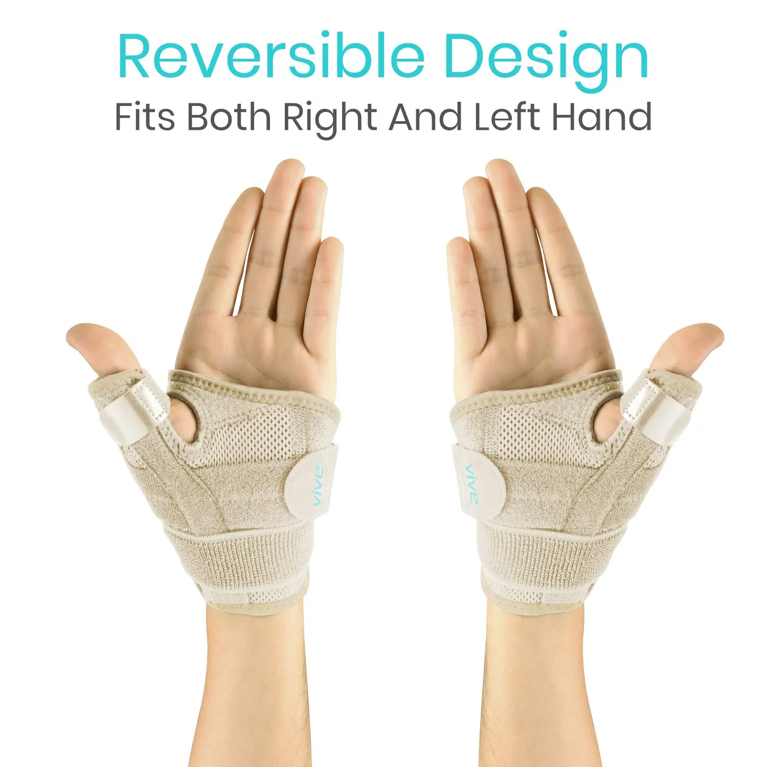 Vive Thumb & Wrist Brace for Right or Left Hand - Spica Splint Brace for Carpal Tunnel, Tendonitis, & Arthritis in Hands or Fingers - Compression Support for Women Men - Stabilizer Relief for Bowling