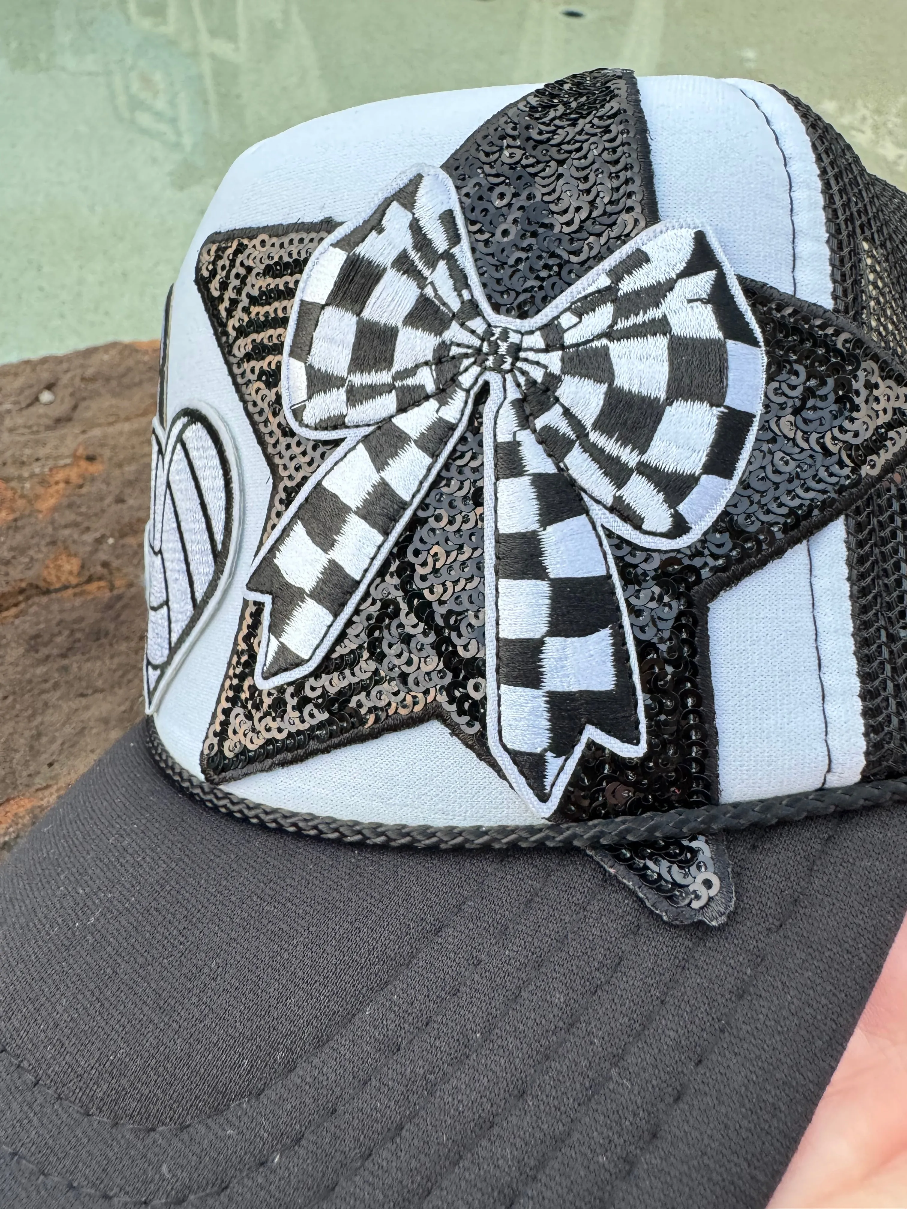 Volleyball Checkered Trucker Cap