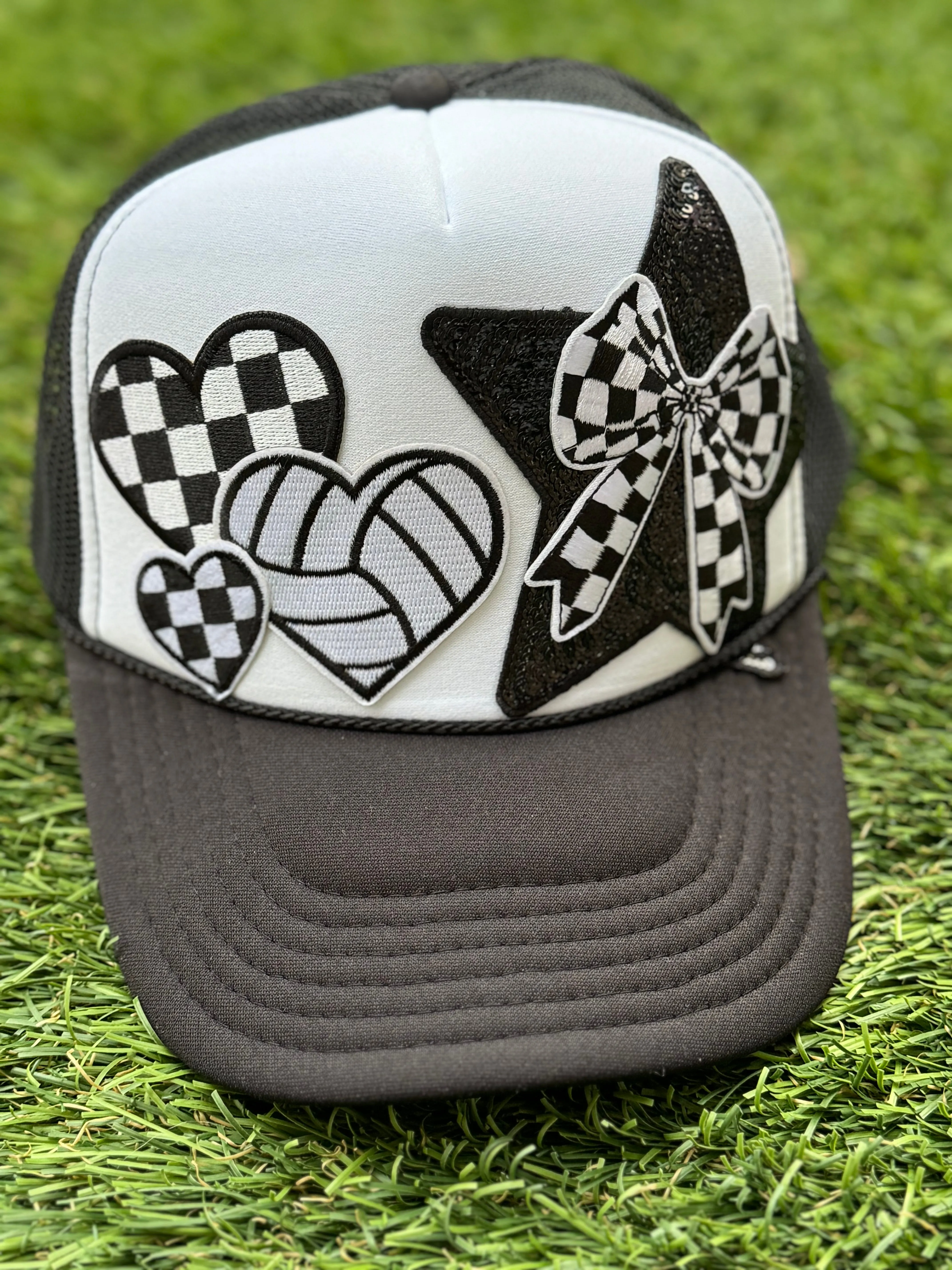Volleyball Checkered Trucker Cap