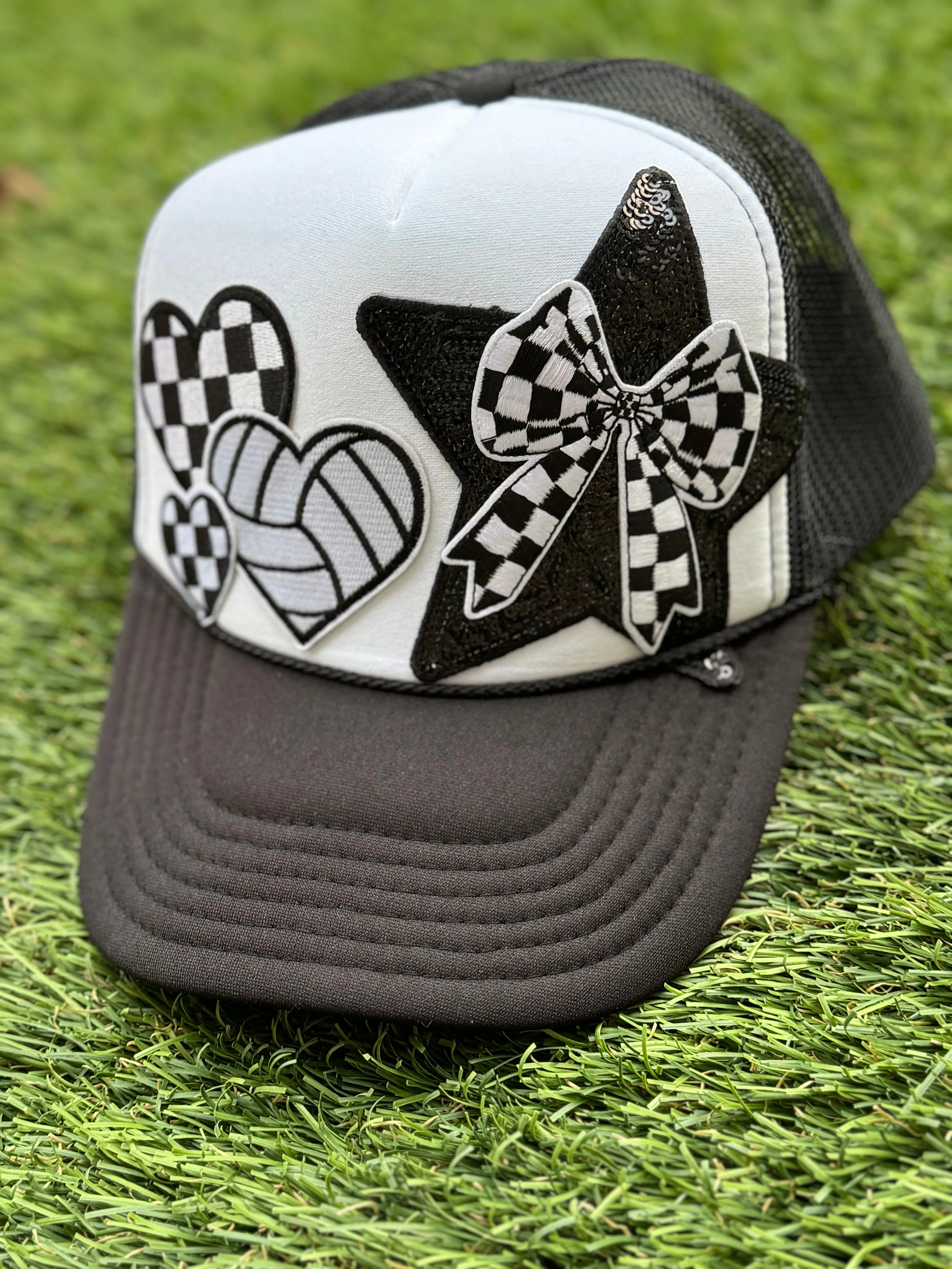 Volleyball Checkered Trucker Cap