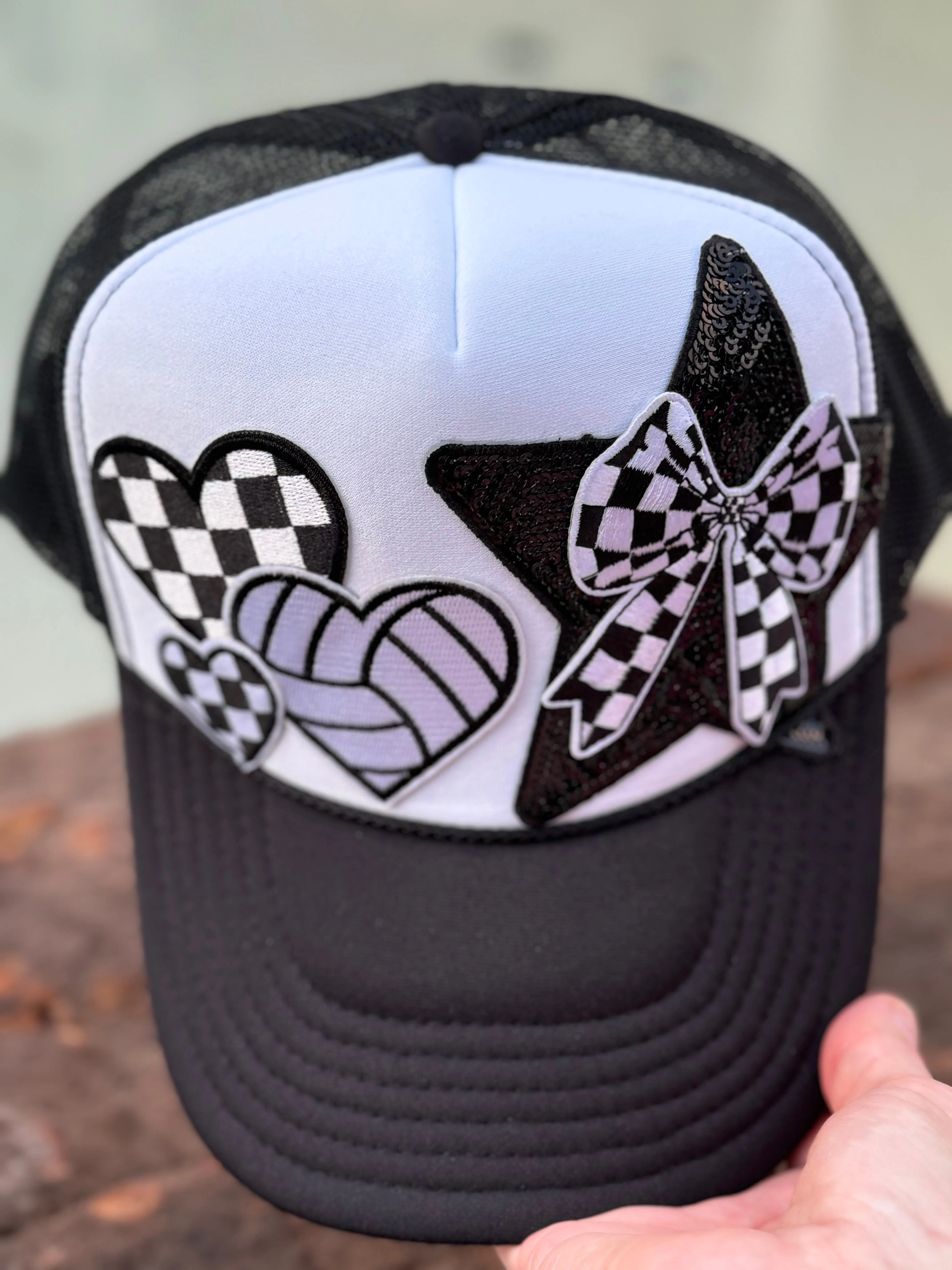 Volleyball Checkered Trucker Cap