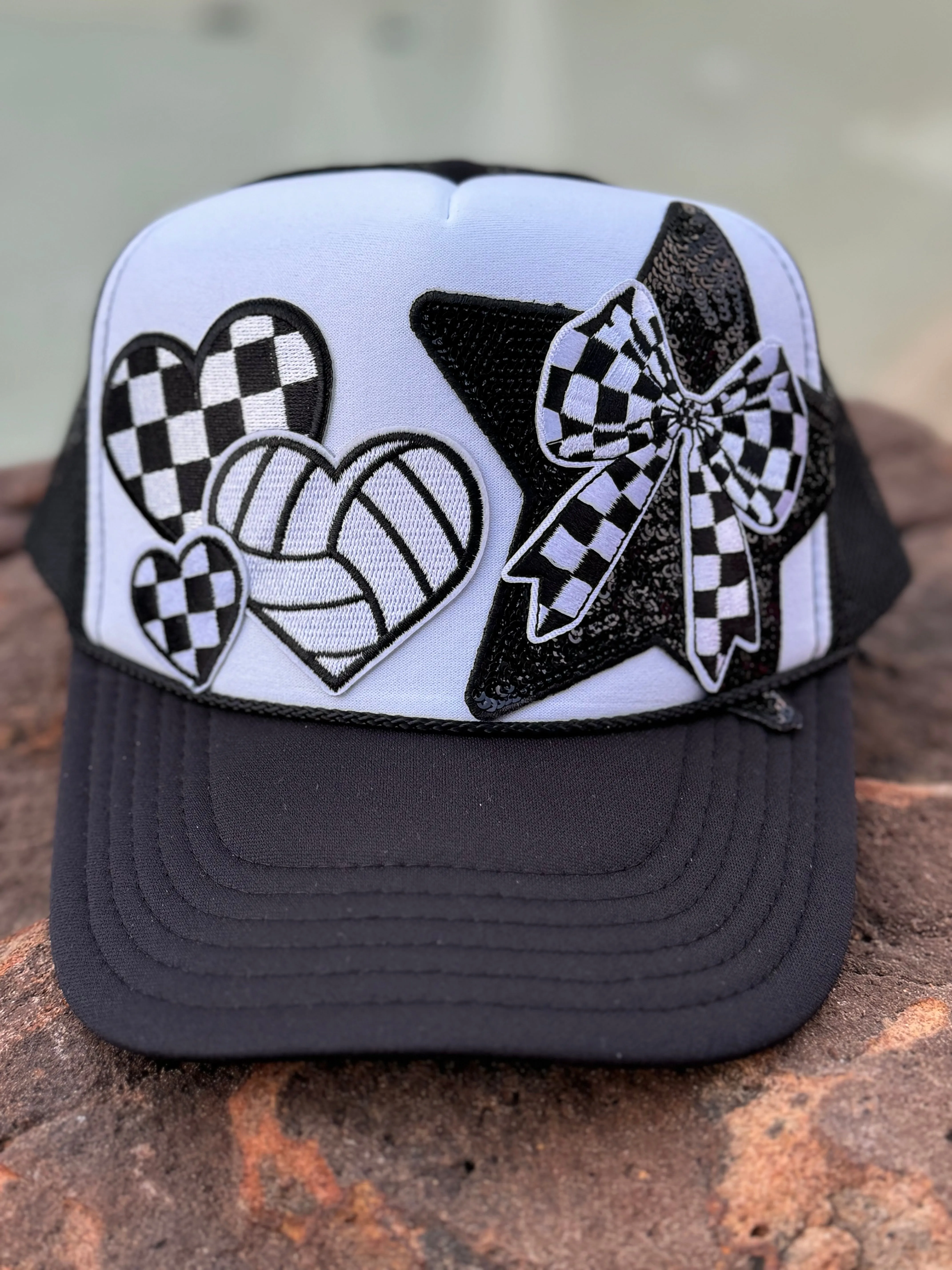 Volleyball Checkered Trucker Cap