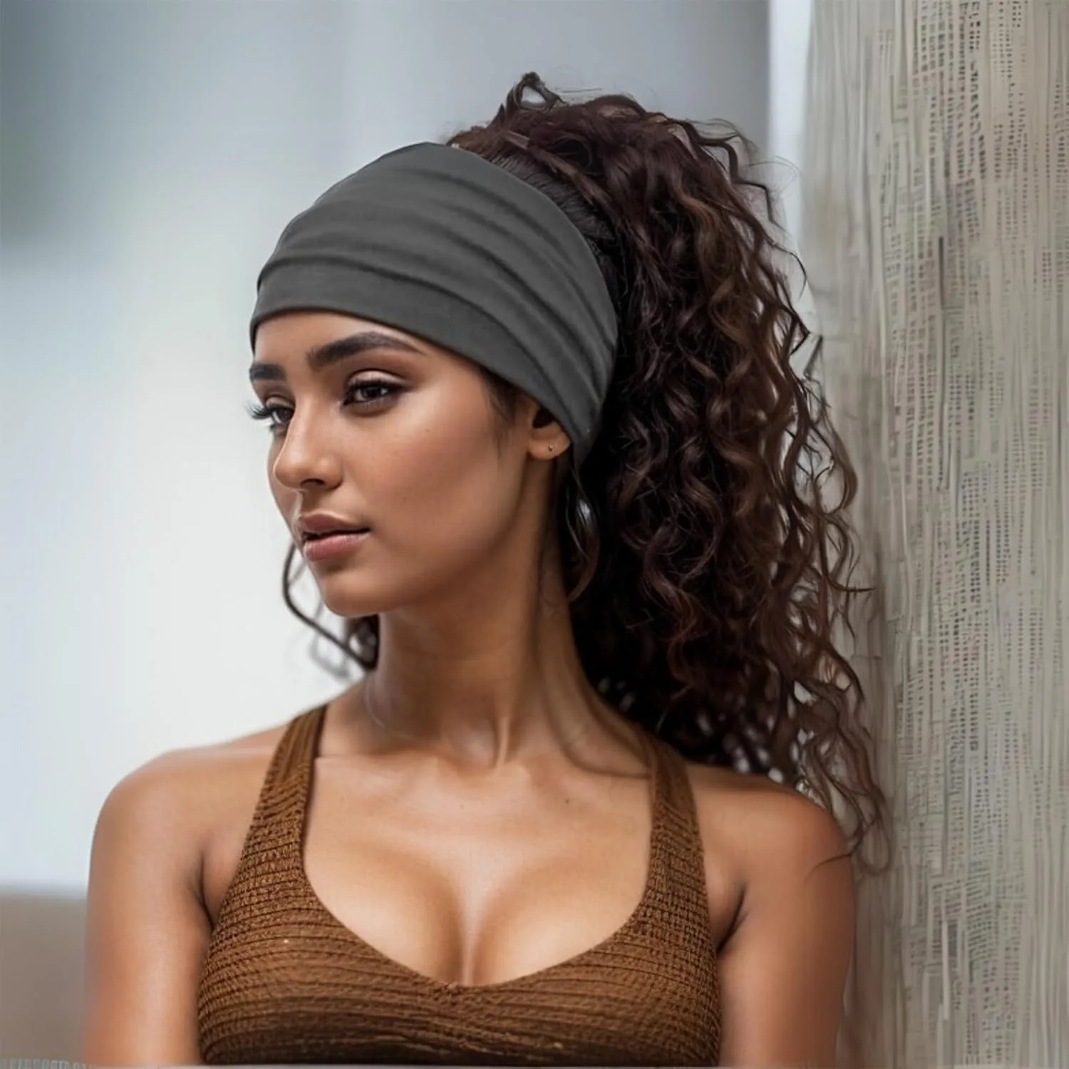Wide Headbands for Women Yoga Running Sports Headhand Bandana Boho Non Slip Sweat Head Bands Accessories 4 Pack