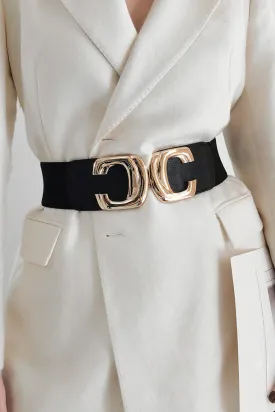 Zinc Alloy Buckle Elastic Wide Belt